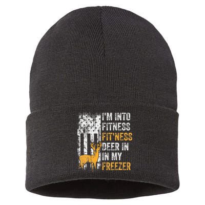 I'm Into Fitness Deer Freezer Funny Hunting Deer Hunter Sustainable Knit Beanie