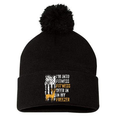 I'm Into Fitness Deer Freezer Funny Hunting Deer Hunter Pom Pom 12in Knit Beanie