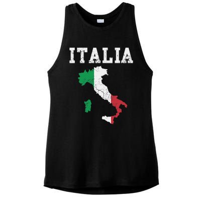 Italia Italy Flag Map Italian Italiano Family Ladies PosiCharge Tri-Blend Wicking Tank