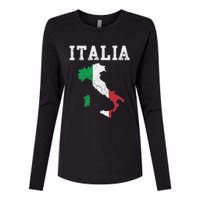 Italia Italy Flag Map Italian Italiano Family Womens Cotton Relaxed Long Sleeve T-Shirt