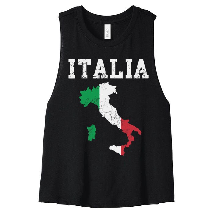 Italia Italy Flag Map Italian Italiano Family Women's Racerback Cropped Tank