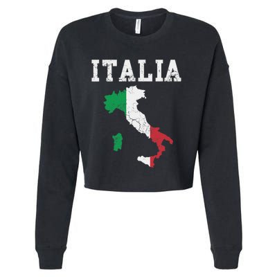 Italia Italy Flag Map Italian Italiano Family Cropped Pullover Crew