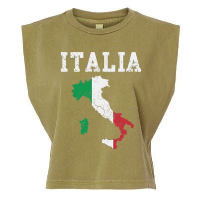 Italia Italy Flag Map Italian Italiano Family Garment-Dyed Women's Muscle Tee