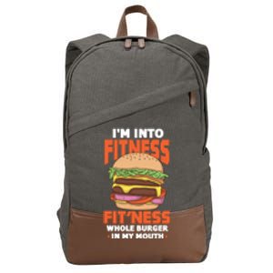 I'm Into Fitness Burger Hamburger Fast Food Foodie Gift Cotton Canvas Backpack