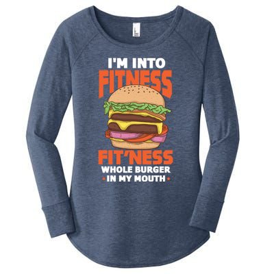 I'm Into Fitness Burger Hamburger Fast Food Foodie Gift Women's Perfect Tri Tunic Long Sleeve Shirt