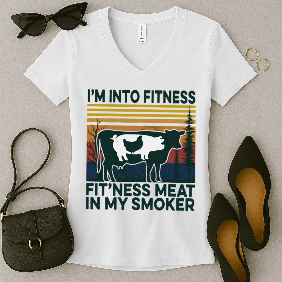 IM Into Fitness FitNess Meat In My Smoker Women's V-Neck T-Shirt