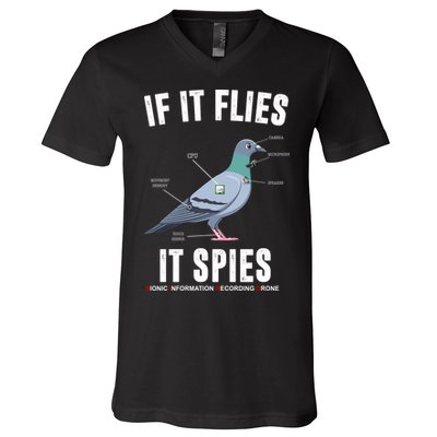 If It Flies It Spies Bionic Information Recording Drone V-Neck T-Shirt