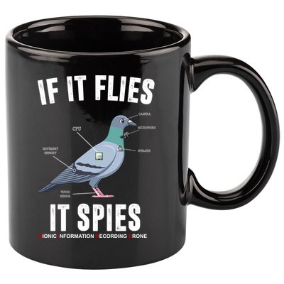 If It Flies It Spies Bionic Information Recording Drone 11oz C Handle Ceramic Mug