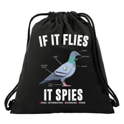 If It Flies It Spies Bionic Information Recording Drone Drawstring Bag