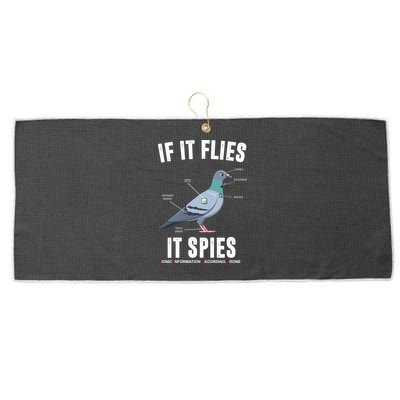 If It Flies It Spies Bionic Information Recording Drone Large Microfiber Waffle Golf Towel