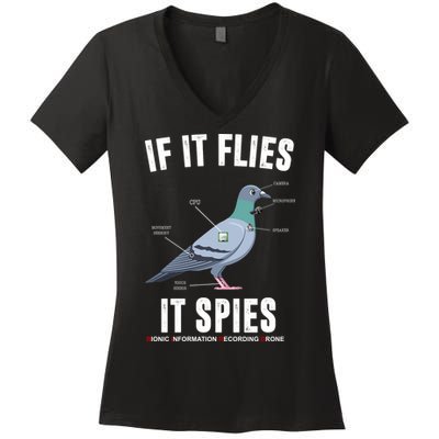 If It Flies It Spies Bionic Information Recording Drone Women's V-Neck T-Shirt