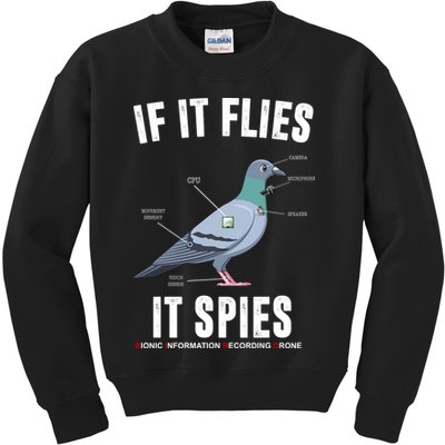 If It Flies It Spies Bionic Information Recording Drone Kids Sweatshirt