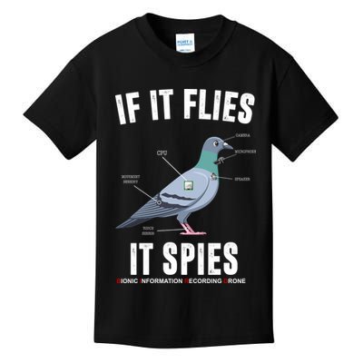 If It Flies It Spies Bionic Information Recording Drone Kids T-Shirt