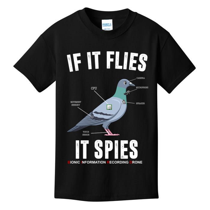 If It Flies It Spies Bionic Information Recording Drone Kids T-Shirt