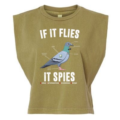 If It Flies It Spies Bionic Information Recording Drone Garment-Dyed Women's Muscle Tee