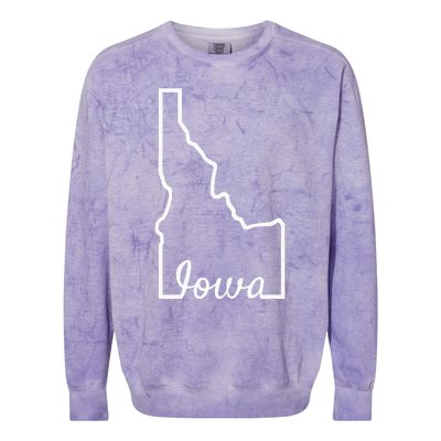 Idaho Iowa Funny Geography Mix Up Joke Idawa State Pride Colorblast Crewneck Sweatshirt