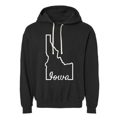 Idaho Iowa Funny Geography Mix Up Joke Idawa State Pride Garment-Dyed Fleece Hoodie