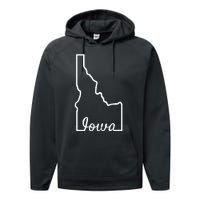 Idaho Iowa Funny Geography Mix Up Joke Idawa State Pride Performance Fleece Hoodie