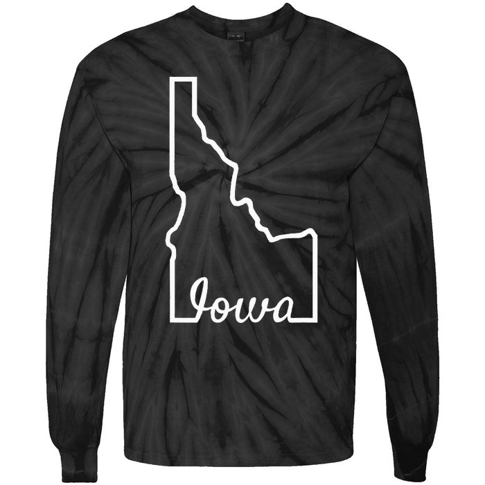 Idaho Iowa Funny Geography Mix Up Joke Idawa State Pride Tie-Dye Long Sleeve Shirt