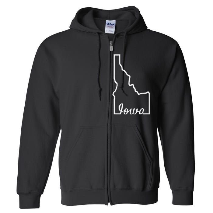 Idaho Iowa Funny Geography Mix Up Joke Idawa State Pride Full Zip Hoodie