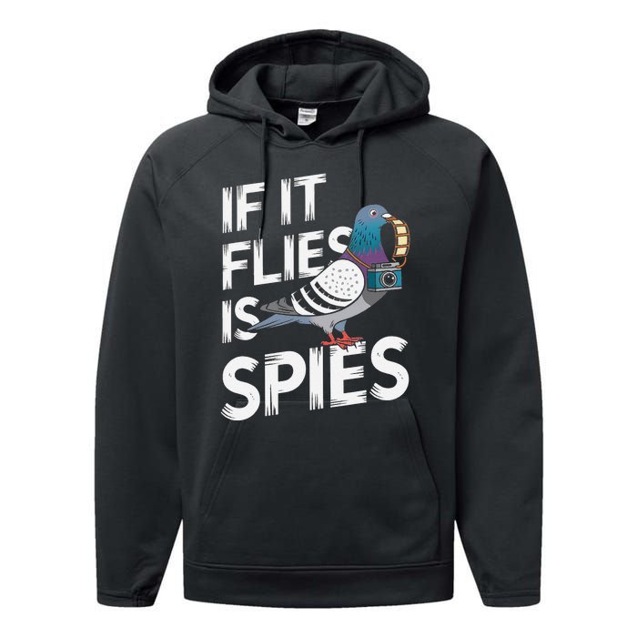 If It Flies It Spie.S Pigeon Bird Performance Fleece Hoodie