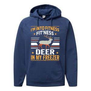 IM Into Fitness Deer Freezer Funny Dad Hunter Deer Hunting Performance Fleece Hoodie