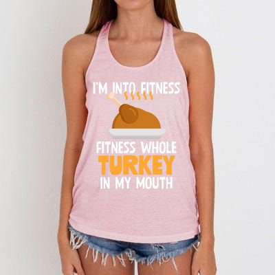 IM Into Fitness Whole Turkey In My Mouth Thanksgiving Gift Women's Knotted Racerback Tank