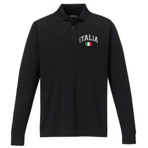 Italy Italian Flag Italia Performance Long Sleeve Polo