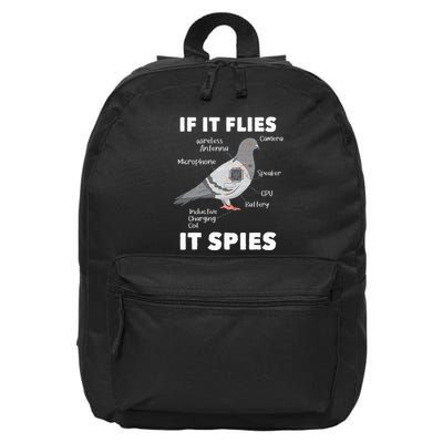 If It Flies It Spies Pigeon Whisperer Birdwatching 16 in Basic Backpack