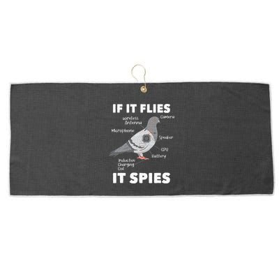 If It Flies It Spies Pigeon Whisperer Birdwatching Large Microfiber Waffle Golf Towel