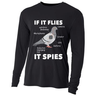 If It Flies It Spies Pigeon Whisperer Birdwatching Cooling Performance Long Sleeve Crew