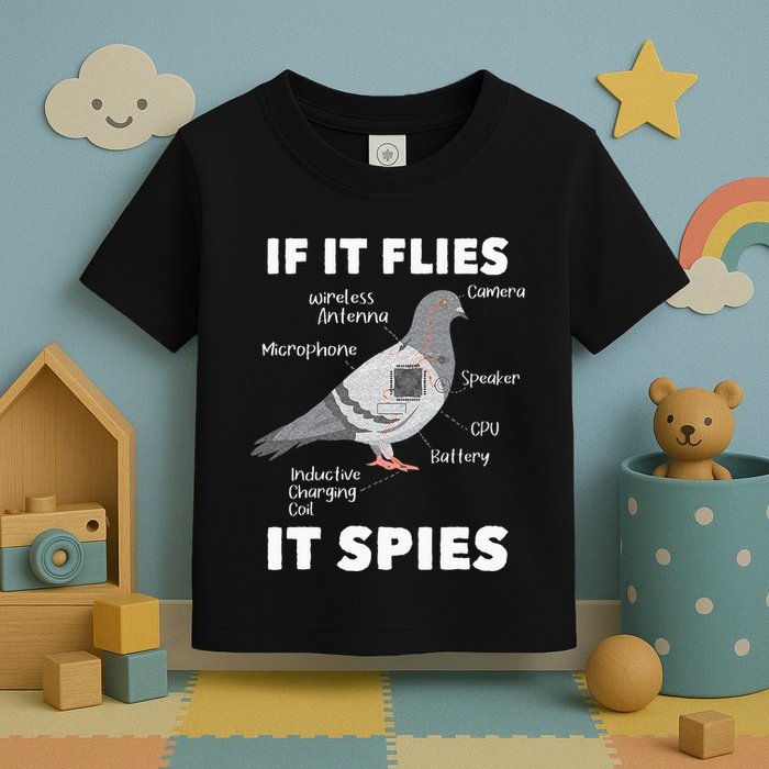 If It Flies It Spies Pigeon Whisperer Birdwatching Toddler T-Shirt