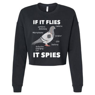 If It Flies It Spies Pigeon Whisperer Birdwatching Cropped Pullover Crew