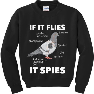 If It Flies It Spies Pigeon Whisperer Birdwatching Kids Sweatshirt