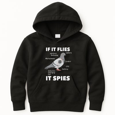 If It Flies It Spies Pigeon Whisperer Birdwatching Kids Hoodie