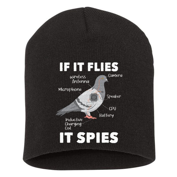 If It Flies It Spies Pigeon Whisperer Birdwatching Short Acrylic Beanie