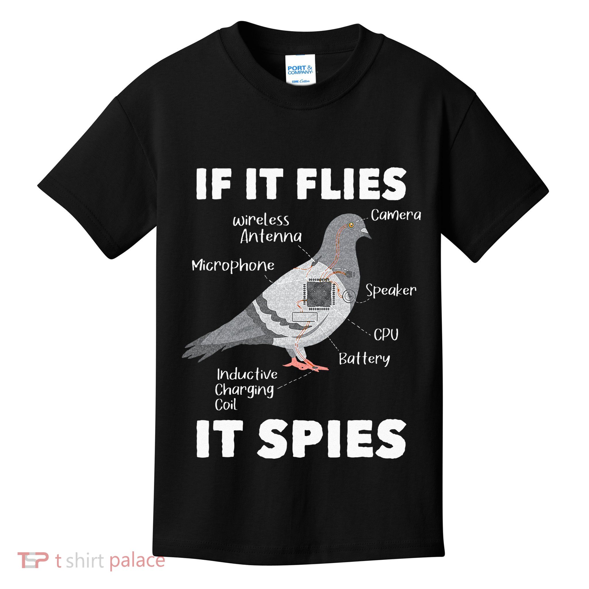 If It Flies It Spies Pigeon Whisperer Birdwatching Kids T-Shirt