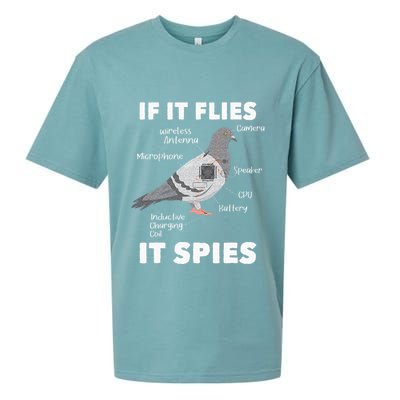 If It Flies It Spies Pigeon Whisperer Birdwatching Sueded Cloud Jersey T-Shirt