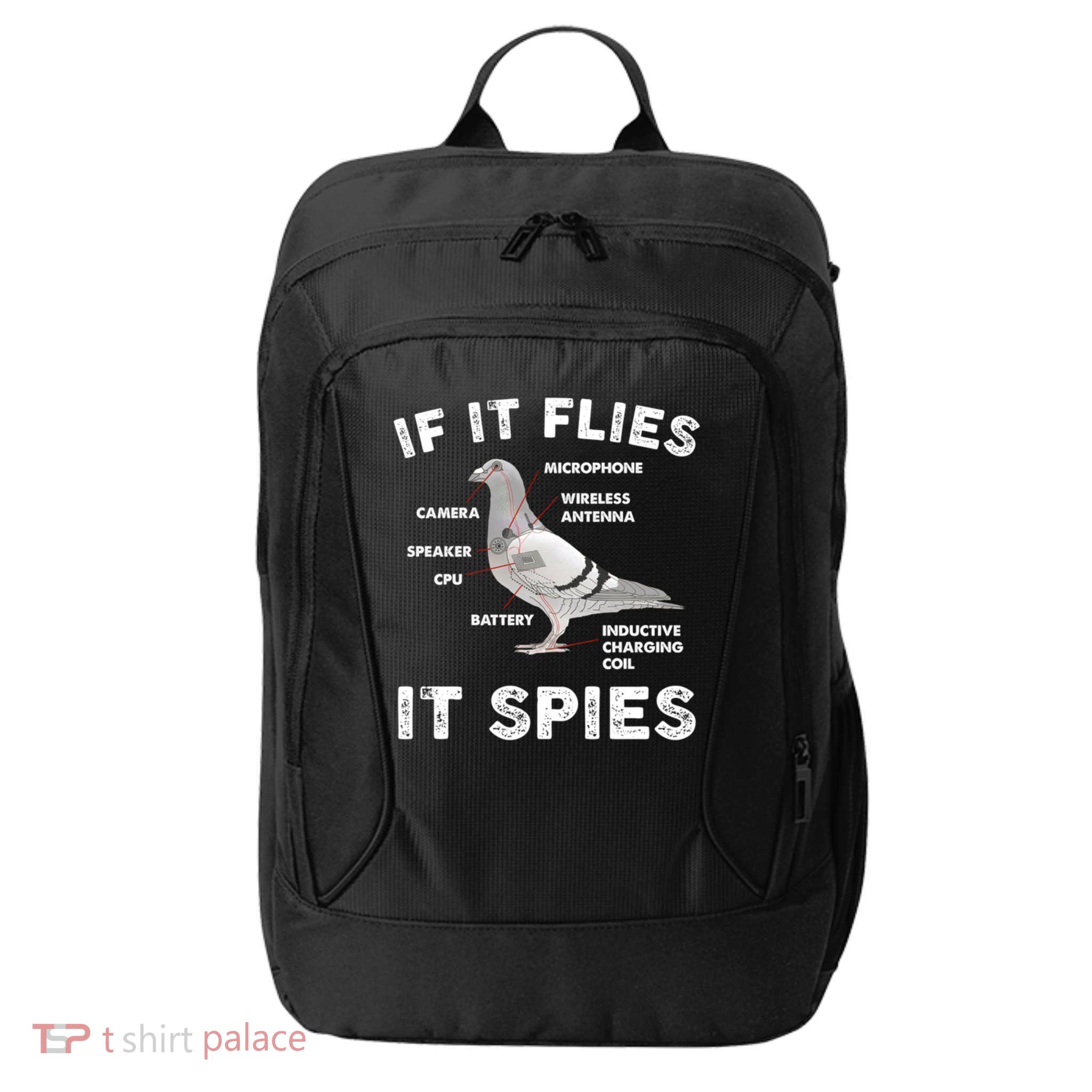 If It Flies It Spies Pigeon Anatomy Bird Funny City Backpack