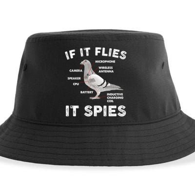 If It Flies It Spies Pigeon Anatomy Bird Funny Sustainable Bucket Hat