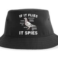 If It Flies It Spies Pigeon Anatomy Bird Funny Sustainable Bucket Hat
