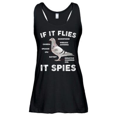 If It Flies It Spies Pigeon Anatomy Bird Funny Ladies Essential Flowy Tank