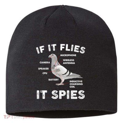 If It Flies It Spies Pigeon Anatomy Bird Funny Sustainable Beanie