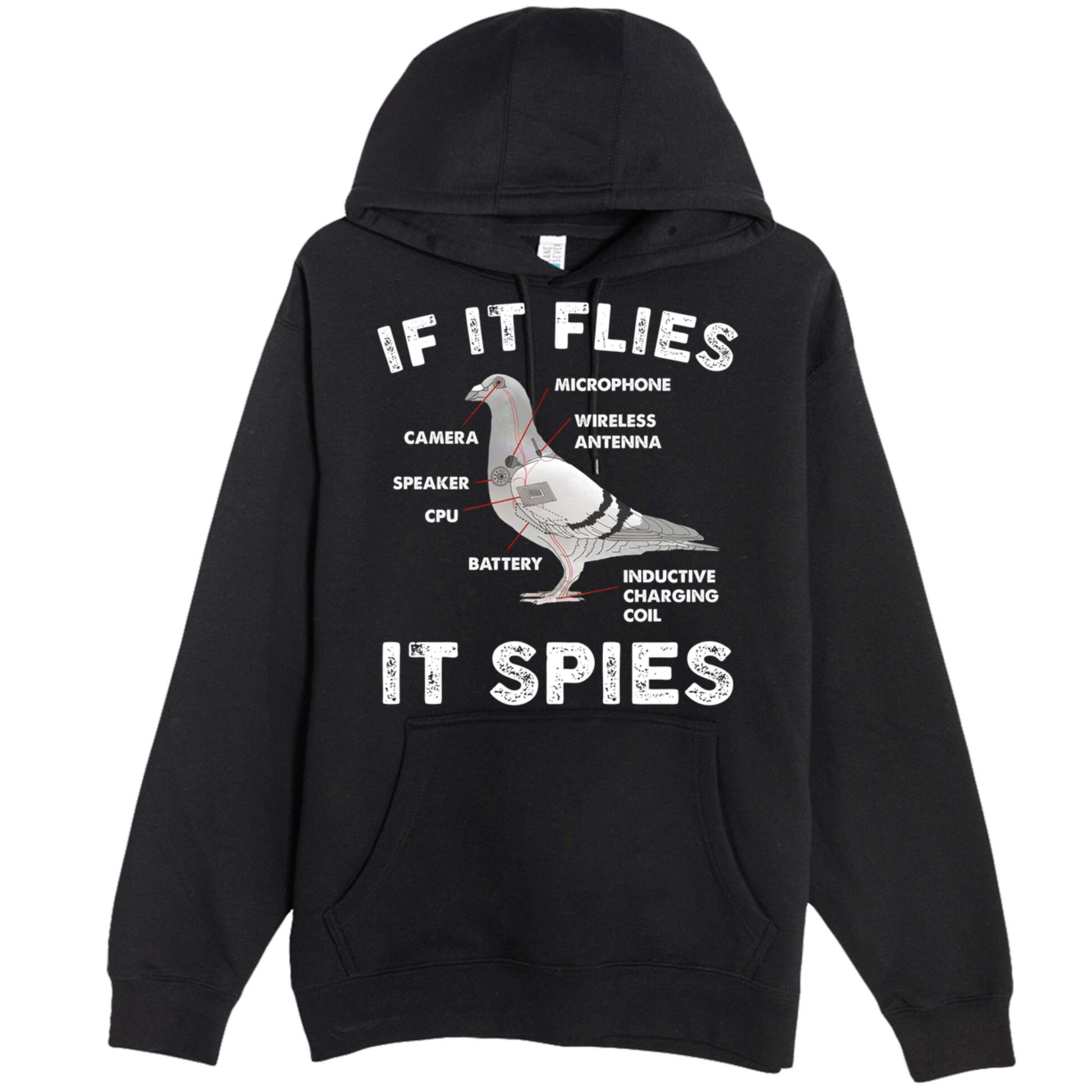 If It Flies It Spies Pigeon Anatomy Bird Funny Premium Pullover Hoodie