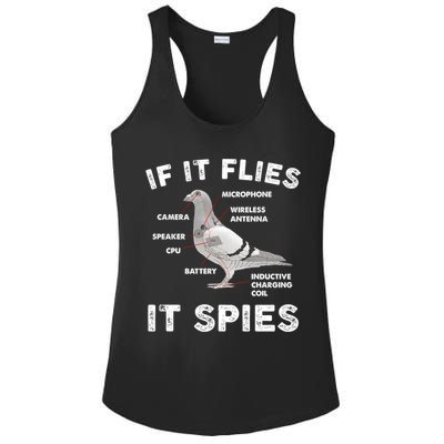 If It Flies It Spies Pigeon Anatomy Bird Funny Ladies PosiCharge Competitor Racerback Tank
