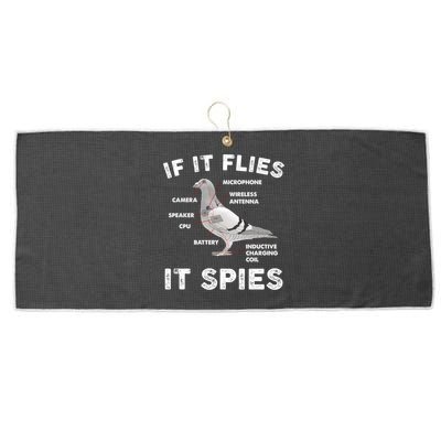 If It Flies It Spies Pigeon Anatomy Bird Funny Large Microfiber Waffle Golf Towel
