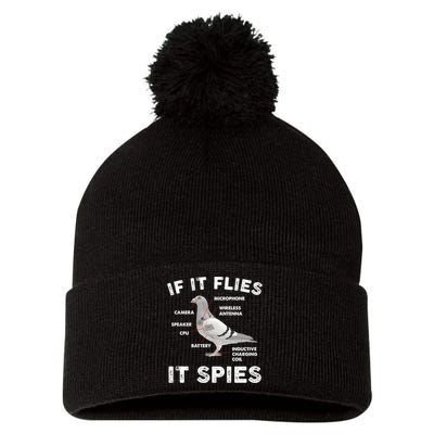 If It Flies It Spies Pigeon Anatomy Bird Funny Pom Pom 12in Knit Beanie