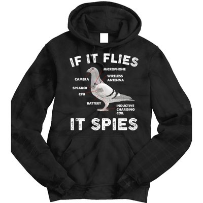 If It Flies It Spies Pigeon Anatomy Bird Funny Tie Dye Hoodie
