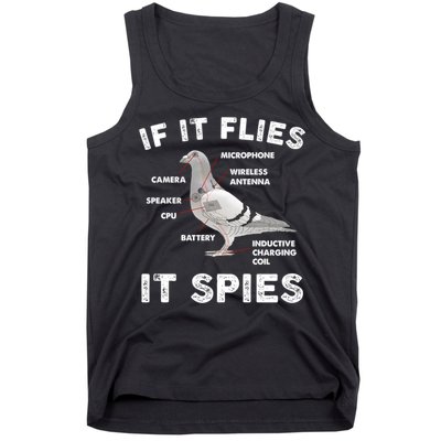 If It Flies It Spies Pigeon Anatomy Bird Funny Tank Top