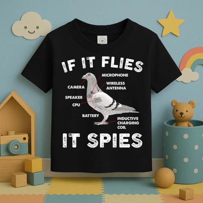 If It Flies It Spies Pigeon Anatomy Bird Funny Toddler T-Shirt